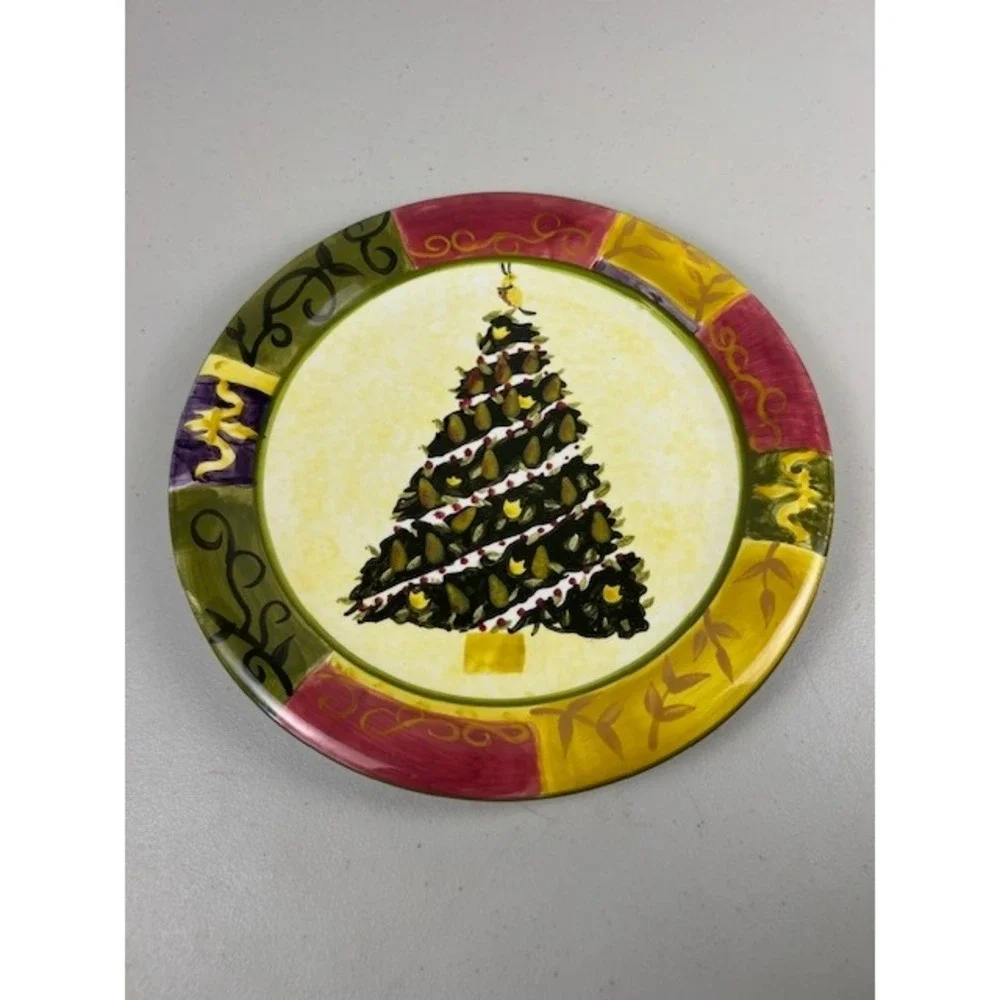 Certified International Sweet Olive Studio Christmas Tree Pear Dinner Plate 10.5